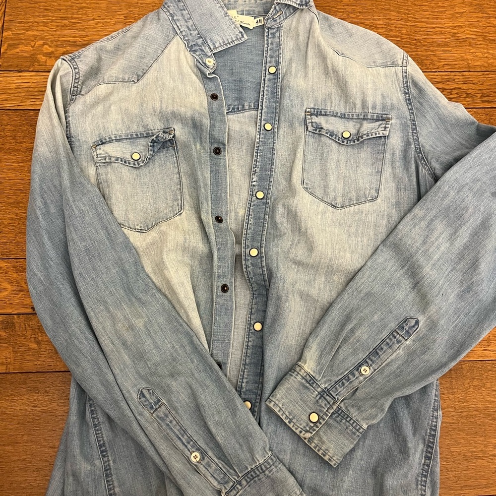 Light Blue Denim Shirt Jacket - Men's Casual Western Style